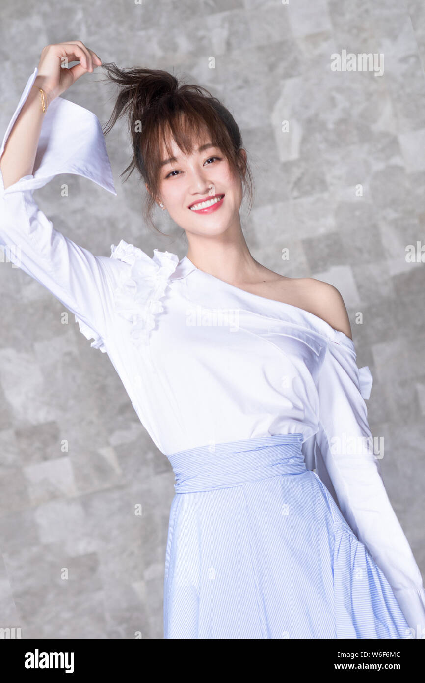 Chinese actress Lan Yingying poses for portrait photos during an