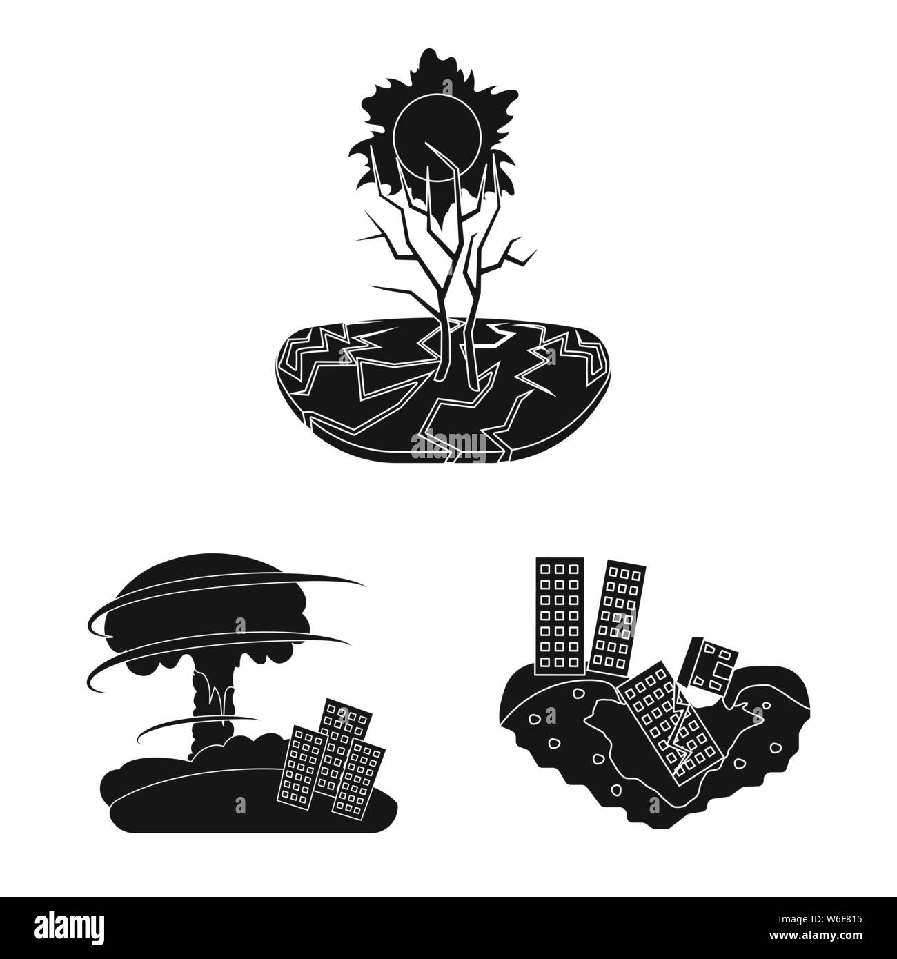 Vector illustration of calamity and crash sign. Collection of calamity