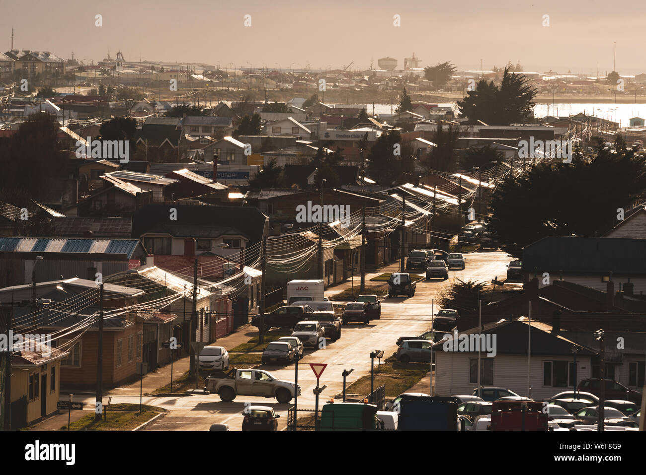 Punta Arenas streets, in southern Chile Stock Photo