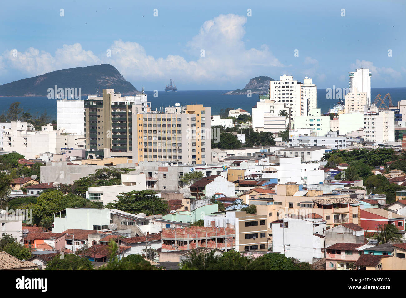 View of Macaé. Macaé has a great economic importance. Especially after the largest Brazilian oil field was found there Stock Photo