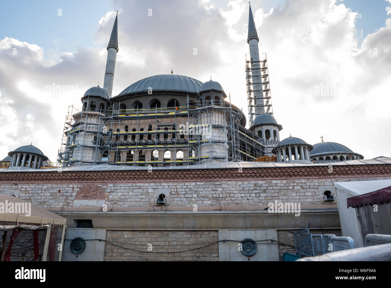 View of Taksim Mosque construction building which locate in Taksin square in beyoglu,Istanbul,Turkey Stock Photo
