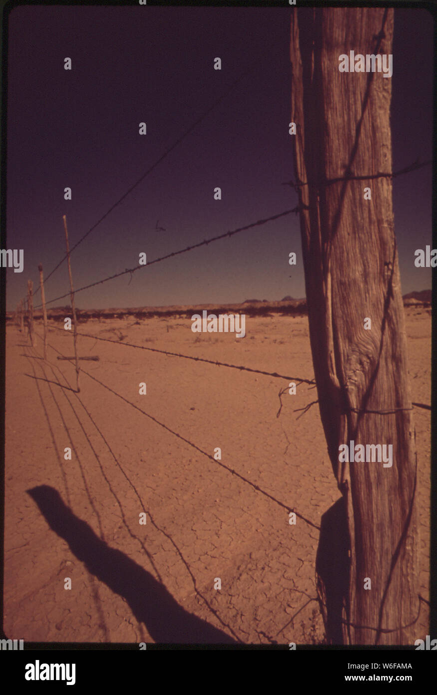 BARBED WIRE FENCE ACROSS DESERT Stock Photo - Alamy
