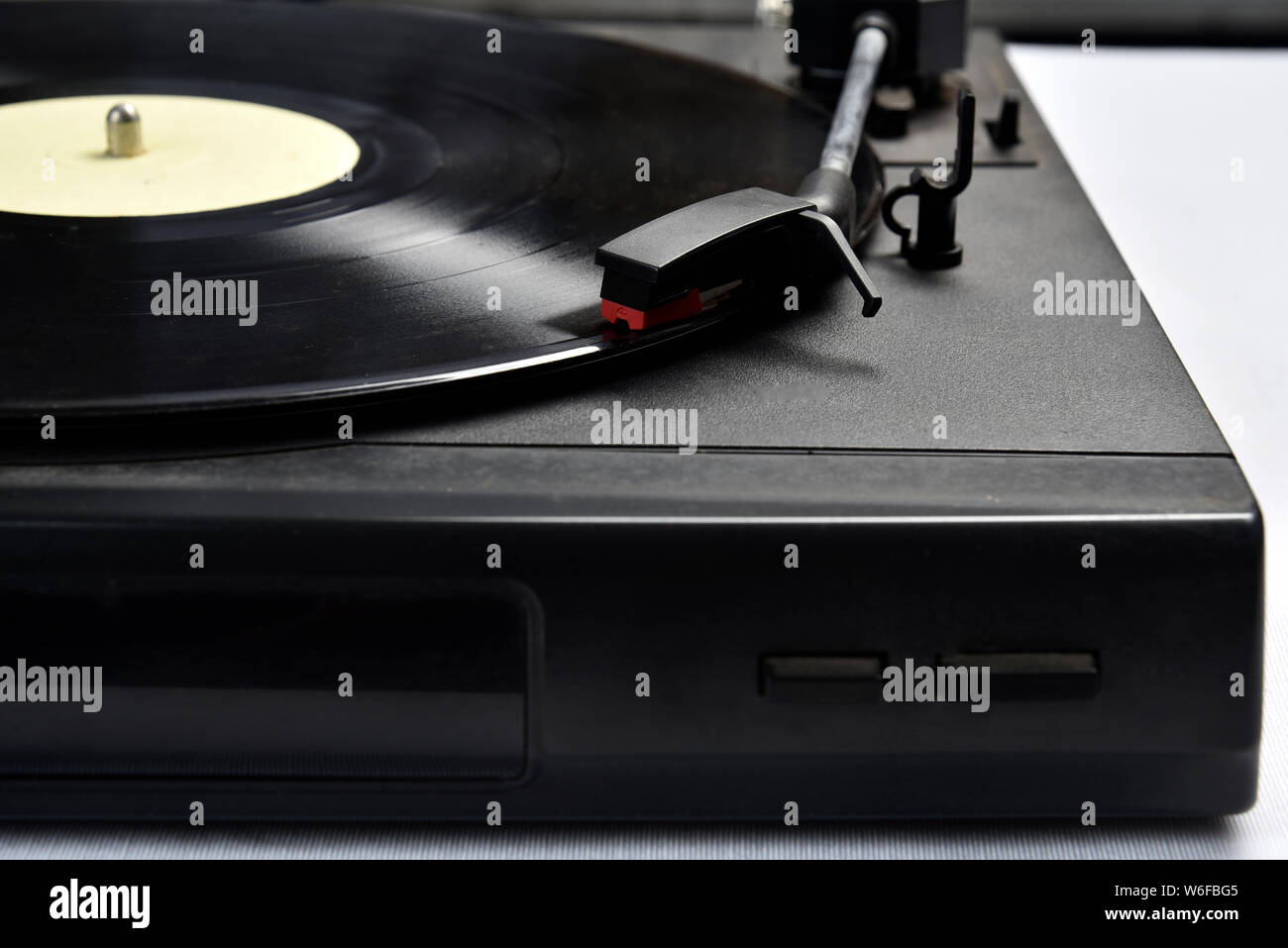 old vinyl record player on white background Stock Photo - Alamy