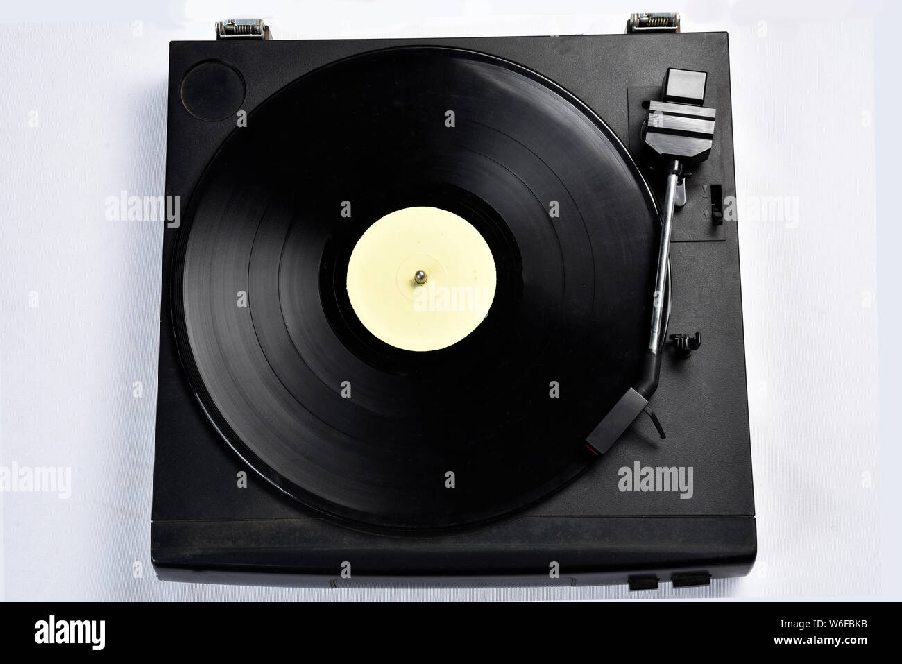 old vinyl record player on white background Stock Photo - Alamy