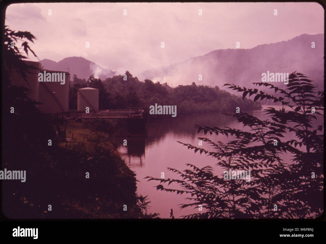 BEYOND THE EXXON LOADING DOCK AT BOOMER--LOOKING UP THE KANAWHA RIVER ...
