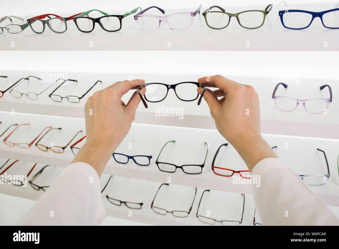 Showcase with glasses for vision correction Stock Photo Alamy