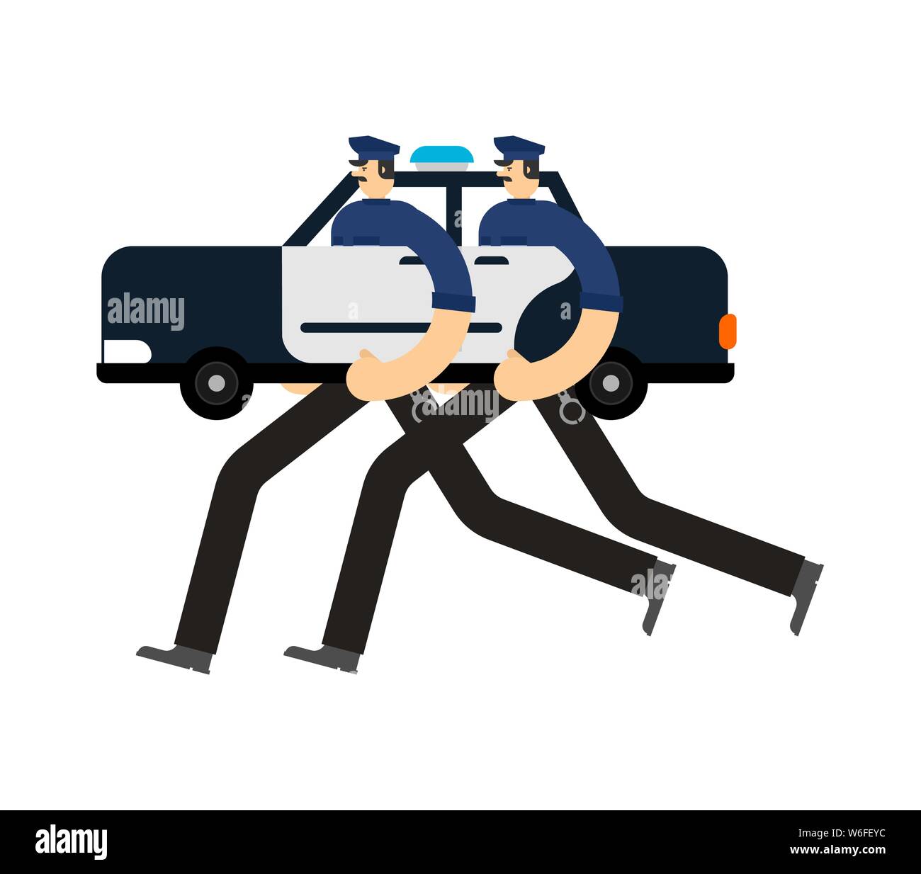 Police car patrol isolated. Police officer in car. Cop patrolling street Stock Vector