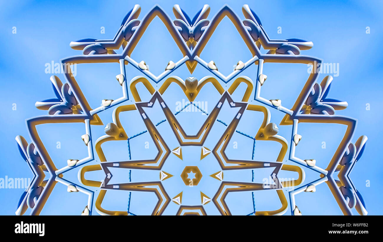 Panorama frame Complex design pattern with metal beams in star Stock ...