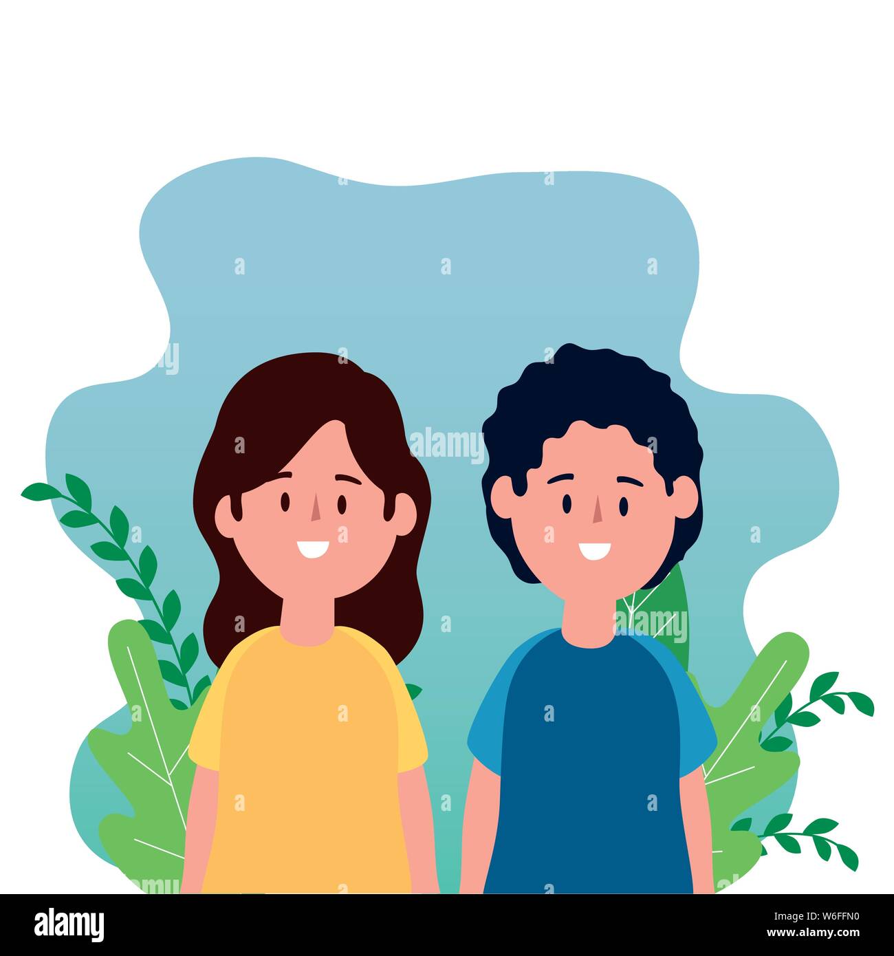 little kids couple on the park scene Stock Vector Image & Art - Alamy