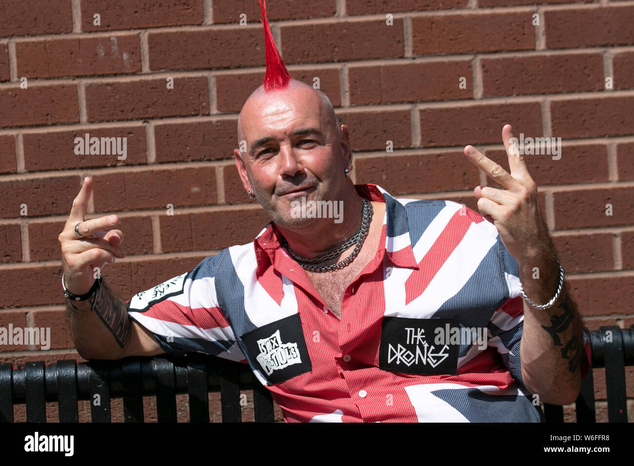 Blackpool, Lancashire, UK. 1st August,  2019.  Rebellion Festival world's largest punk festival in Blackpool. At the beginning of August, Blackpool’s Winter Gardens plays host to a massive line up of punk bands for the 21st edition of Rebellion Festival attracting thousands of tourists to the resort.  Over 4 days every August in Blackpool, the very best in Punk gather for this social event of the year with 4 days of music across 6 stages with masses of bands. Credit; MediaWorldImages/Ģ����ý Live News Stock Photo