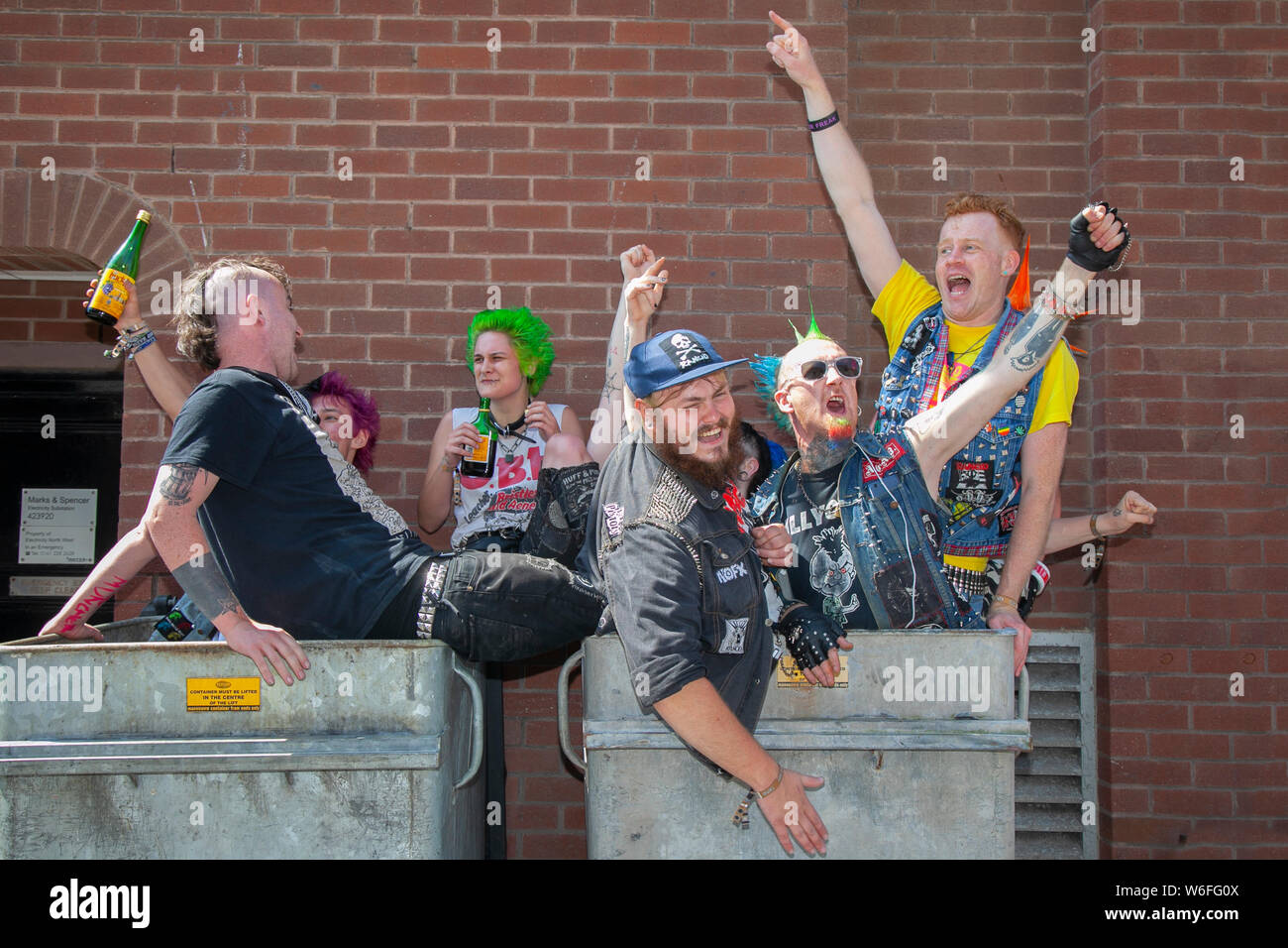 Blackpool, Lancashire, UK. 1st August,  2019.  Rebellion Festival world's largest punk festival in Blackpool. At the beginning of August, Blackpool’s Winter Gardens plays host to a massive line up of punk bands for the 21st edition of Rebellion Festival attracting thousands of tourists to the resort.  Over 4 days every August in Blackpool, the very best in Punk gather for this social event of the year with 4 days of music across 6 stages with masses of bands. Credit; MediaWorldImages/Ģ����ý Live News Stock Photo