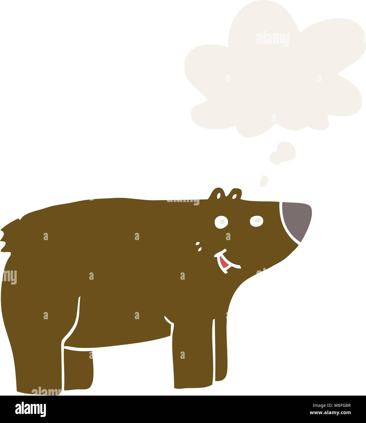 cartoon bear with thought bubble in retro style Stock Vector