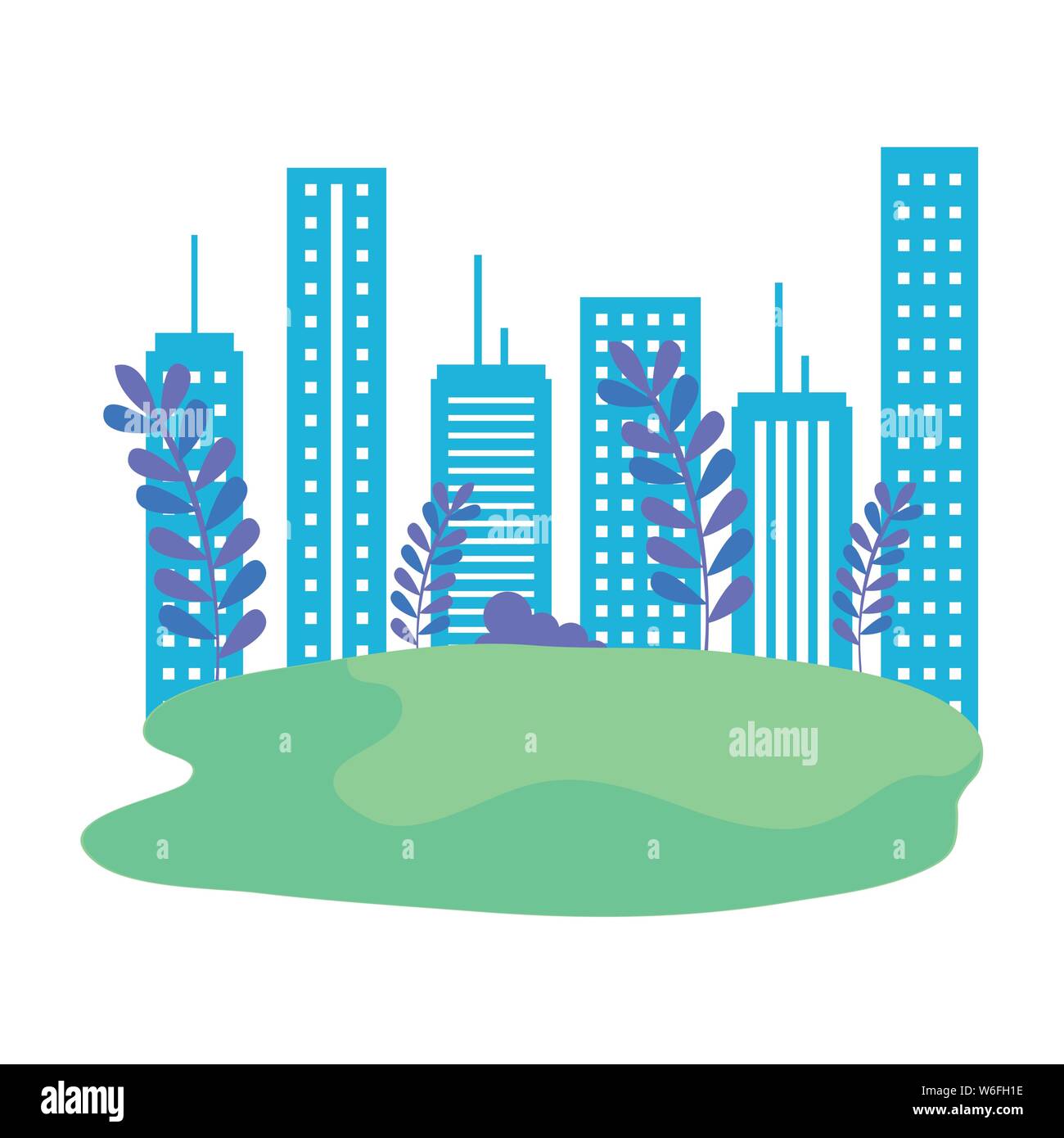 park with cityscape buildings scene Stock Vector Image & Art - Alamy