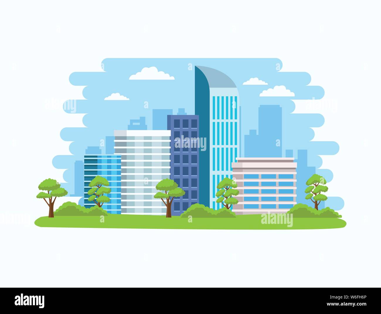 Cityscape buildings and nature scenery Stock Vector Image & Art - Alamy