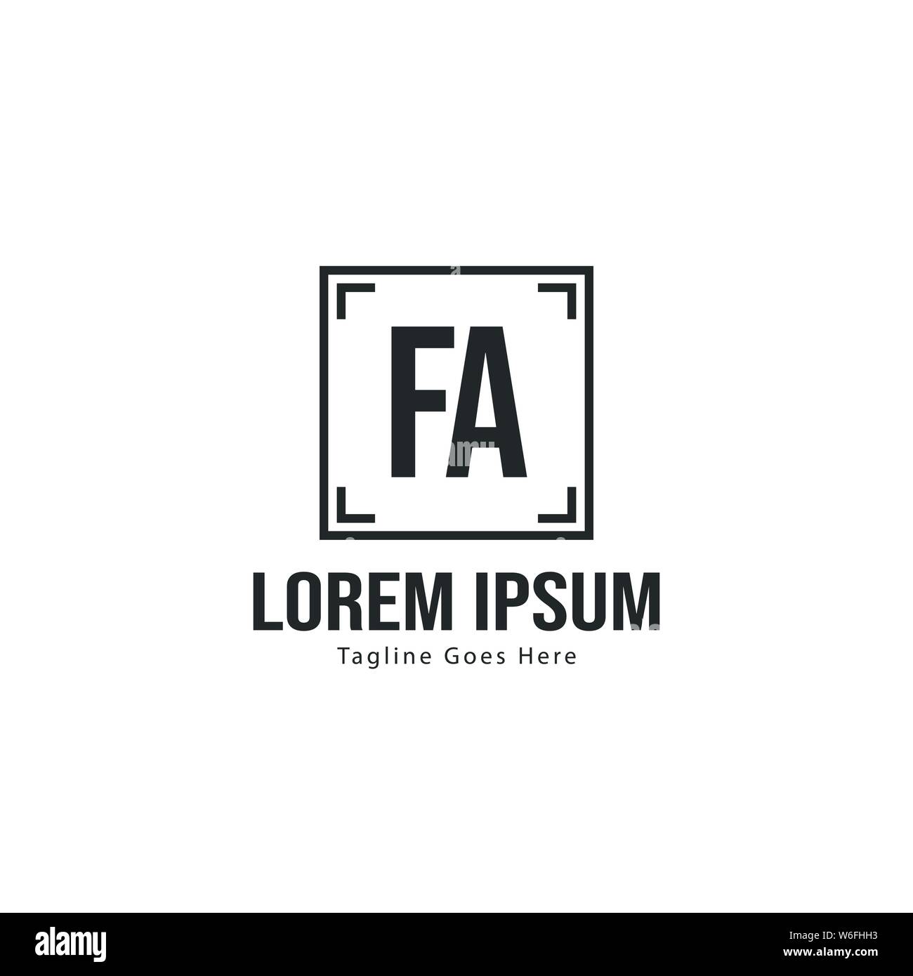 Initial FA logo template with modern frame. Minimalist FA letter logo ...
