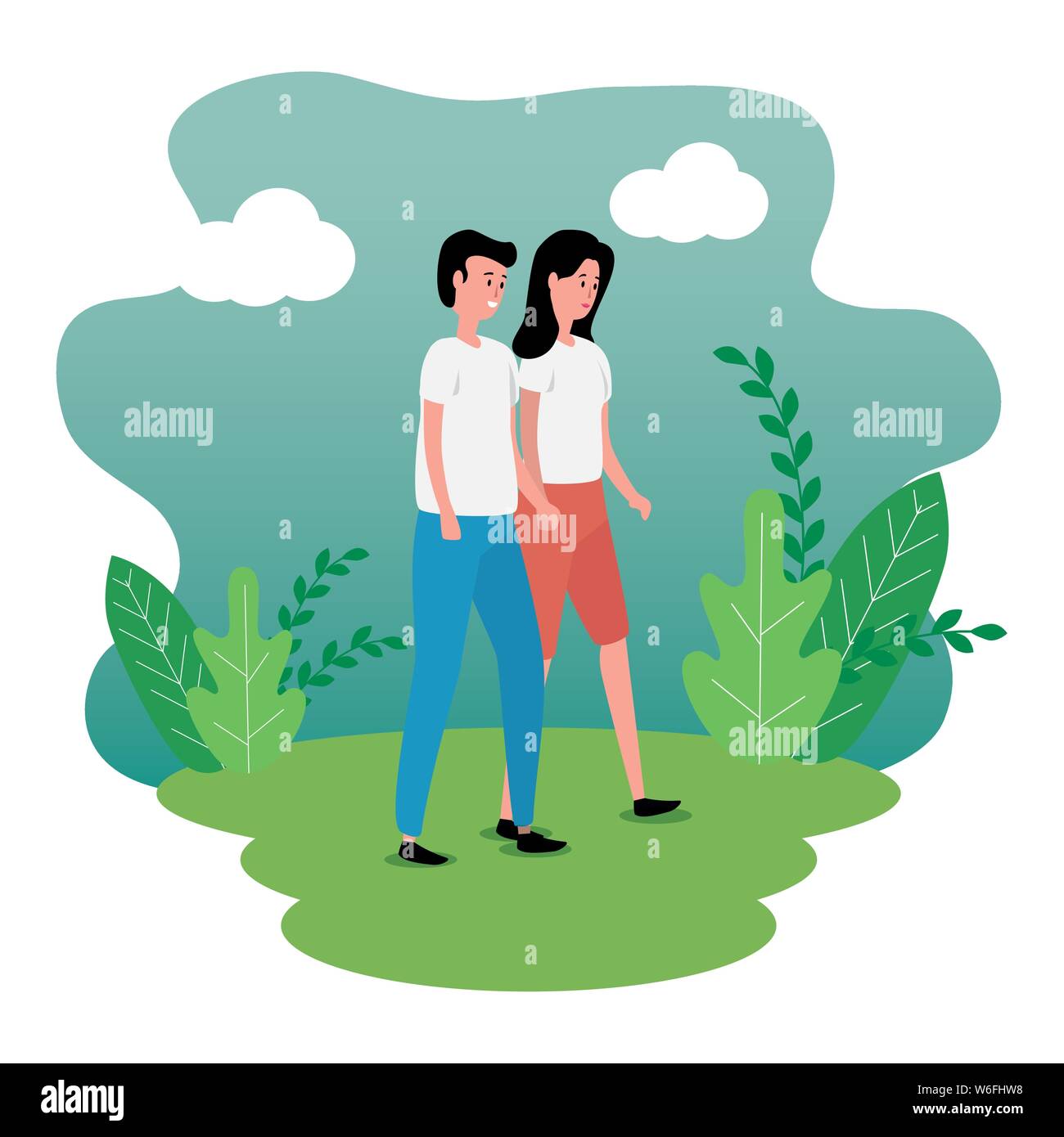 cute lovers couple on the park characters Stock Vector Image & Art - Alamy