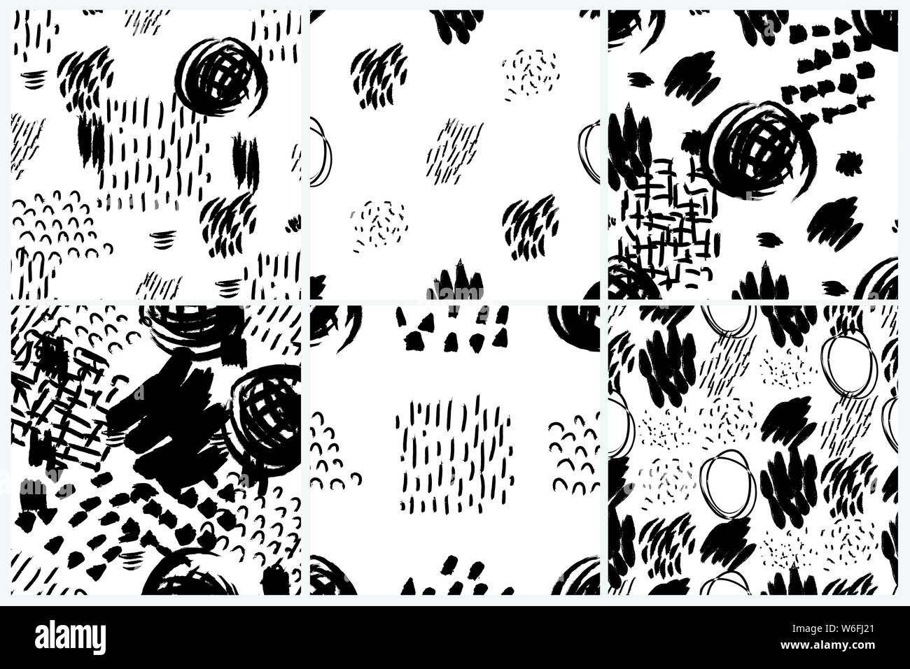 Vector seamless pattern set. Abstract backgrounds with brush strokes ...