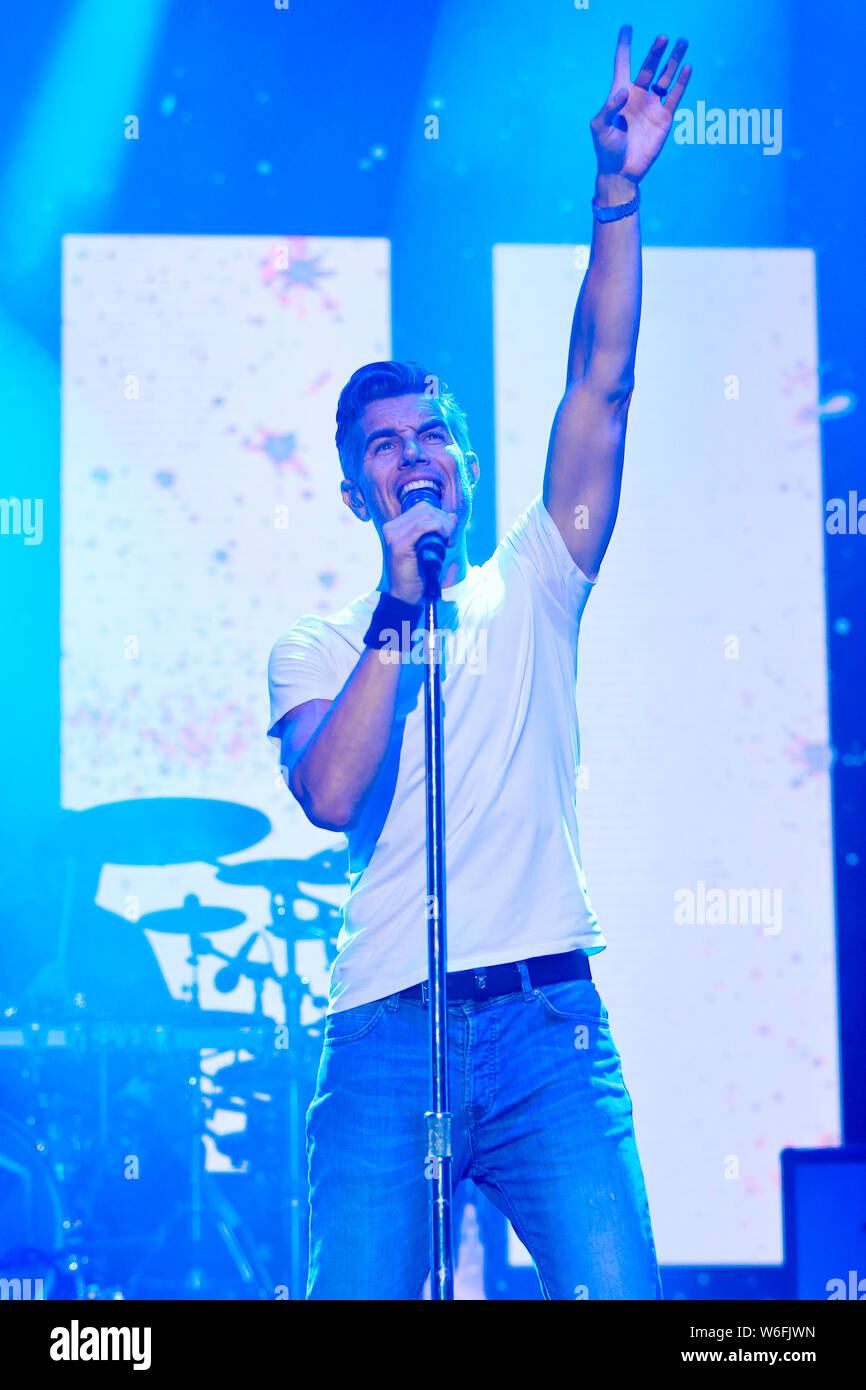 WANTAGH, NY - JUL 26: Nick Hexum of 311 performs in concert on July 26, 2019 at Northwell Health at Jones Beach Theater in Wantagh, New York. Stock Photo