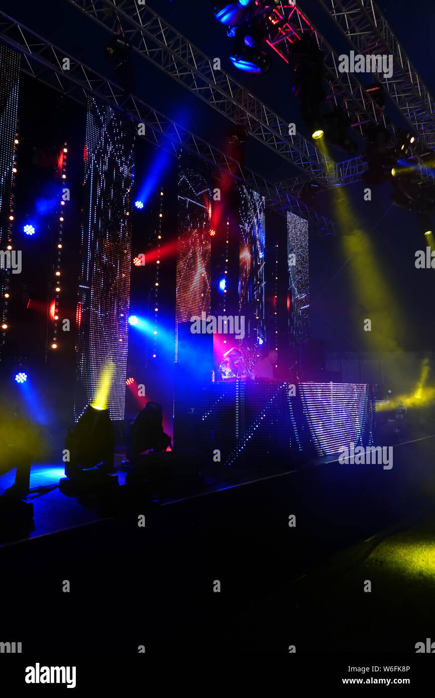 Colorful DJ Stage Lights As Electro Pop Singer songwriter And DJ Little Colorful DJ Stage Lights As Electro Pop Singer songwriter And DJ Little