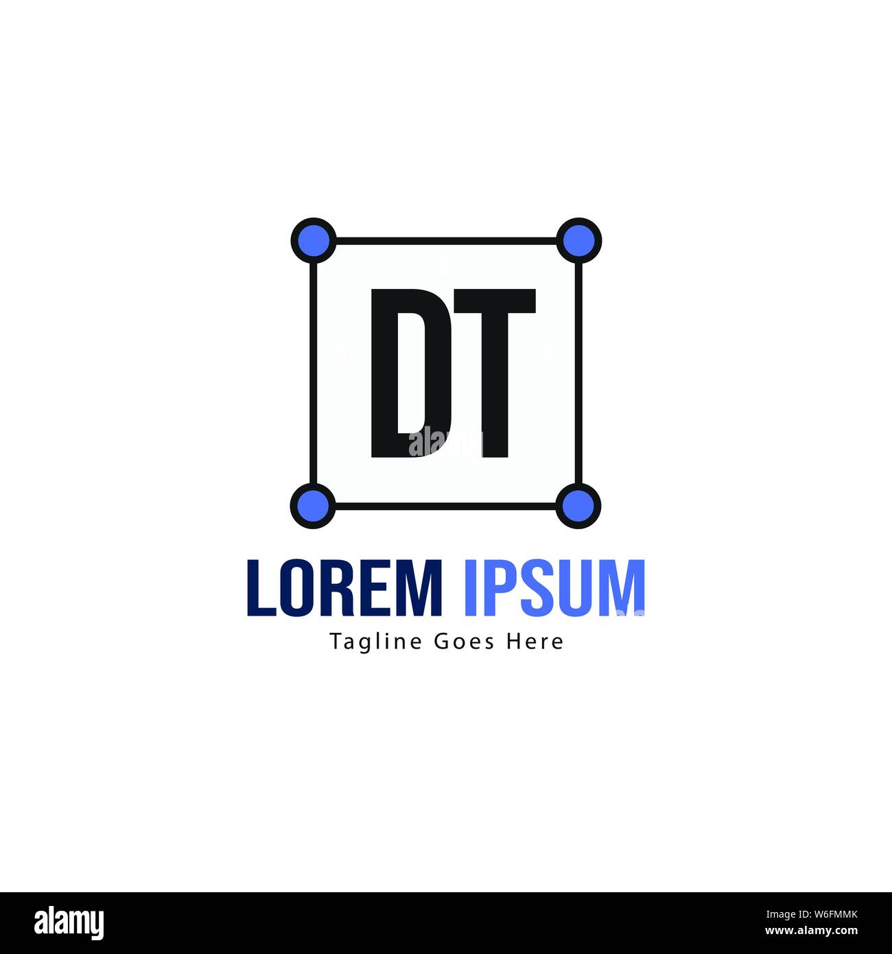 Initial DT logo template with modern frame. Minimalist DT letter logo ...
