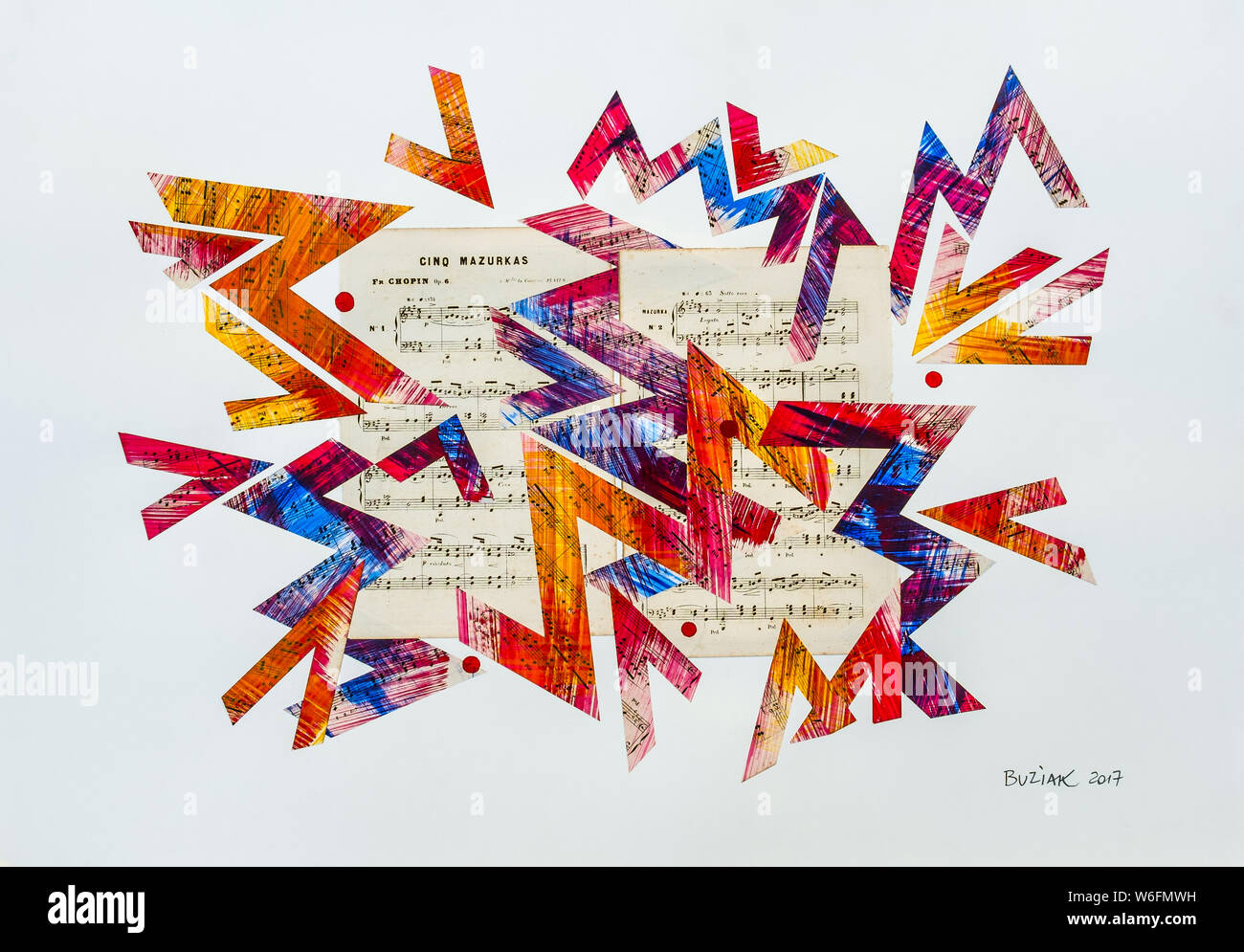 Mixed-media abstract artwork by Ed Buziak. Stock Photo