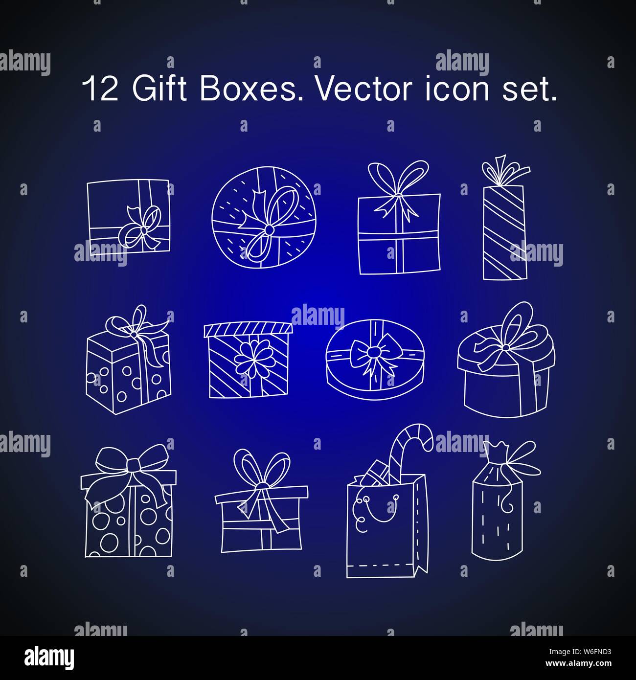 Simple Set of Outline Vector Thin Line Icons. Gift boxes with ribbons ...