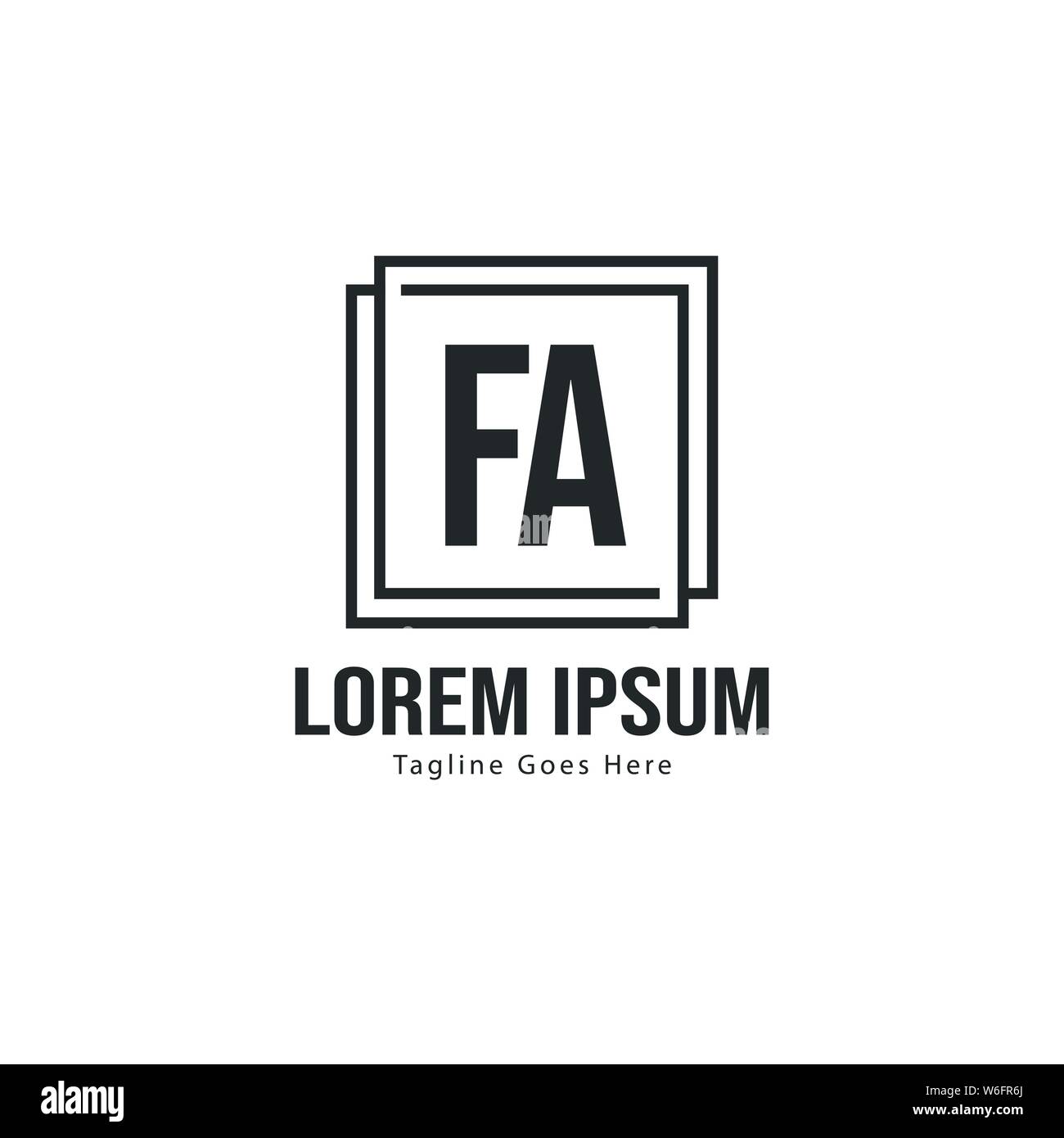 Initial FA logo template with modern frame. Minimalist FA letter logo ...