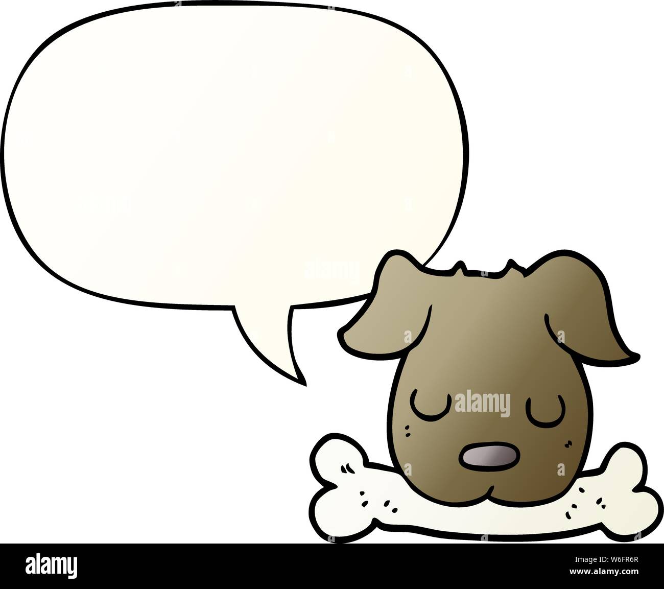 cartoon dog with bone with speech bubble in smooth gradient style Stock ...