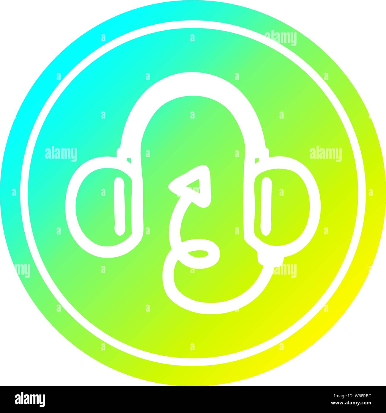 music headphones with devil tail circular icon with cool gradient ...