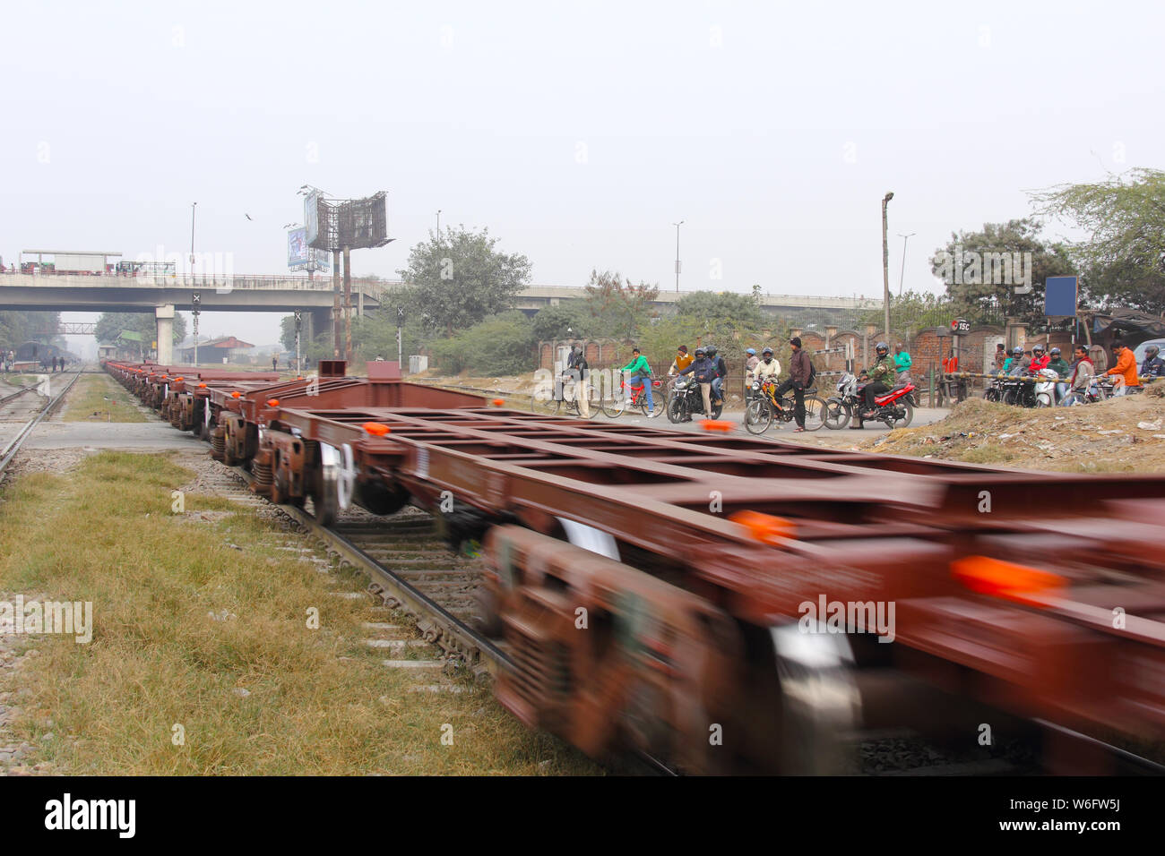 Freight train running on track, New Delhi, India Stock Photo Alamy