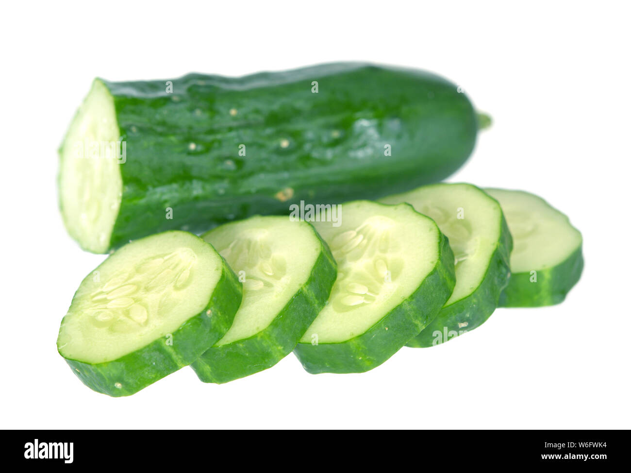 sliced cucumber isolate on white background Stock Photo
