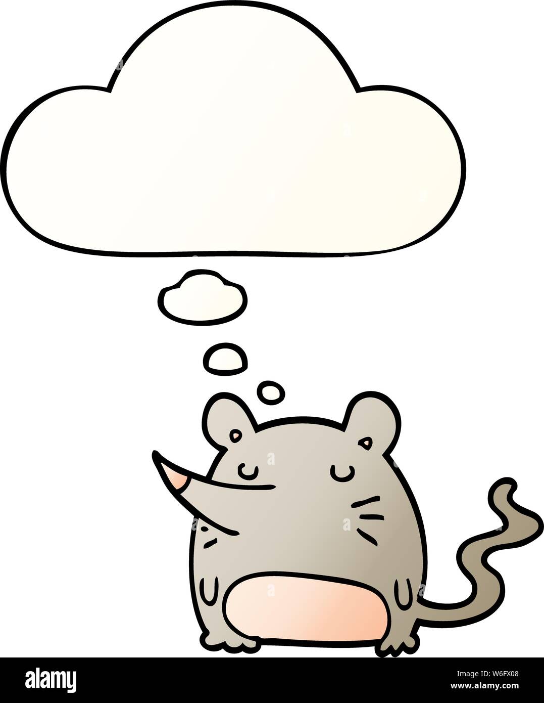 cartoon mouse with thought bubble in smooth gradient style Stock Vector