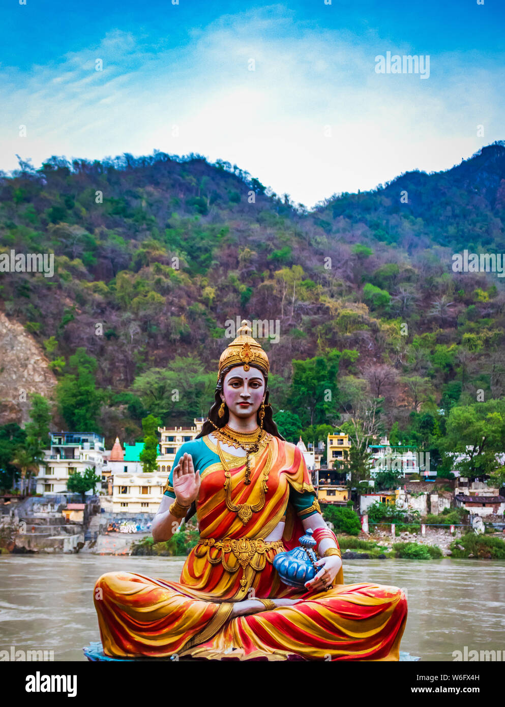 Idol of Indian God/ Goddess or deity, at the bank of river Ganga in