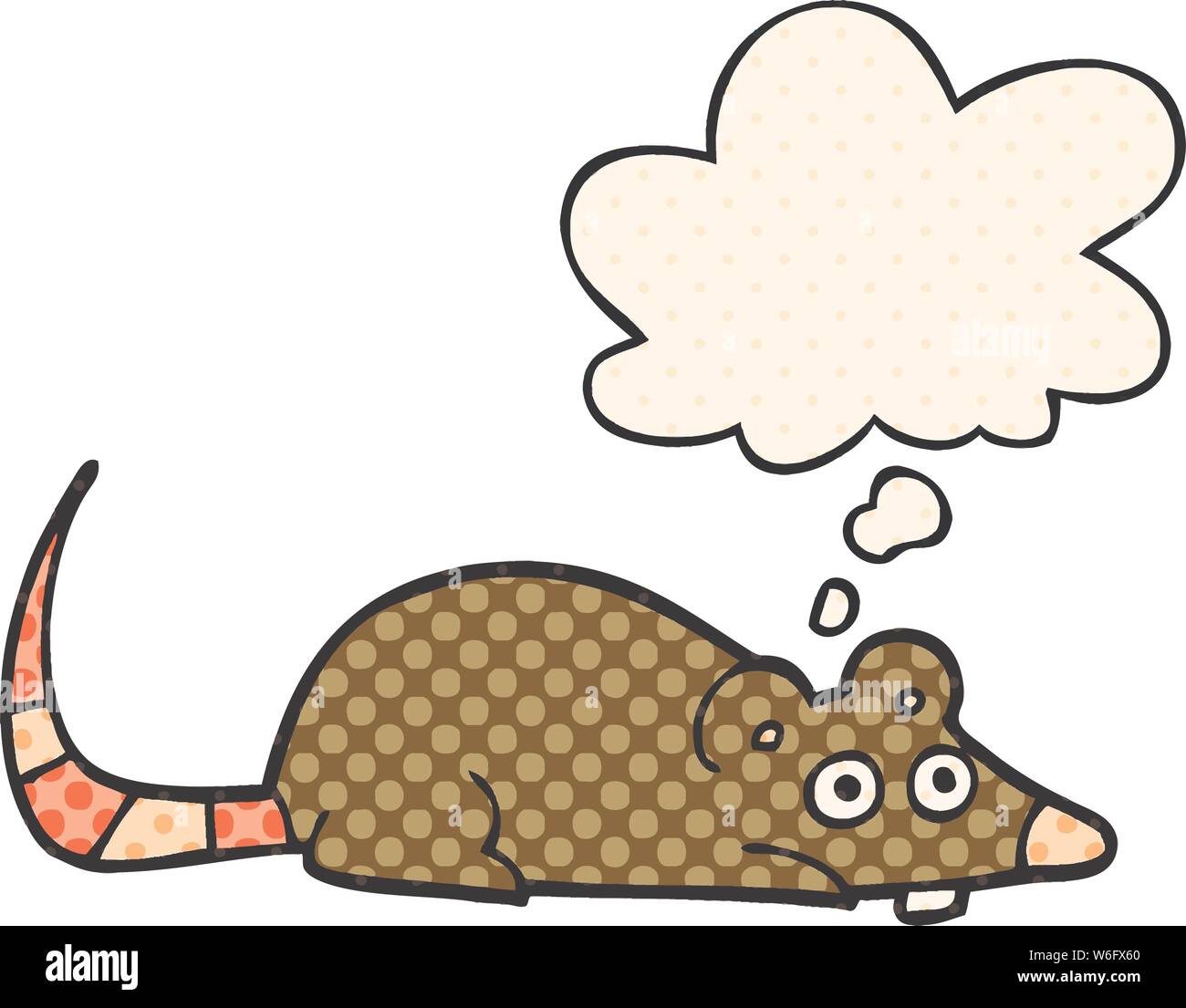 cartoon mouse with thought bubble in comic book style Stock Vector