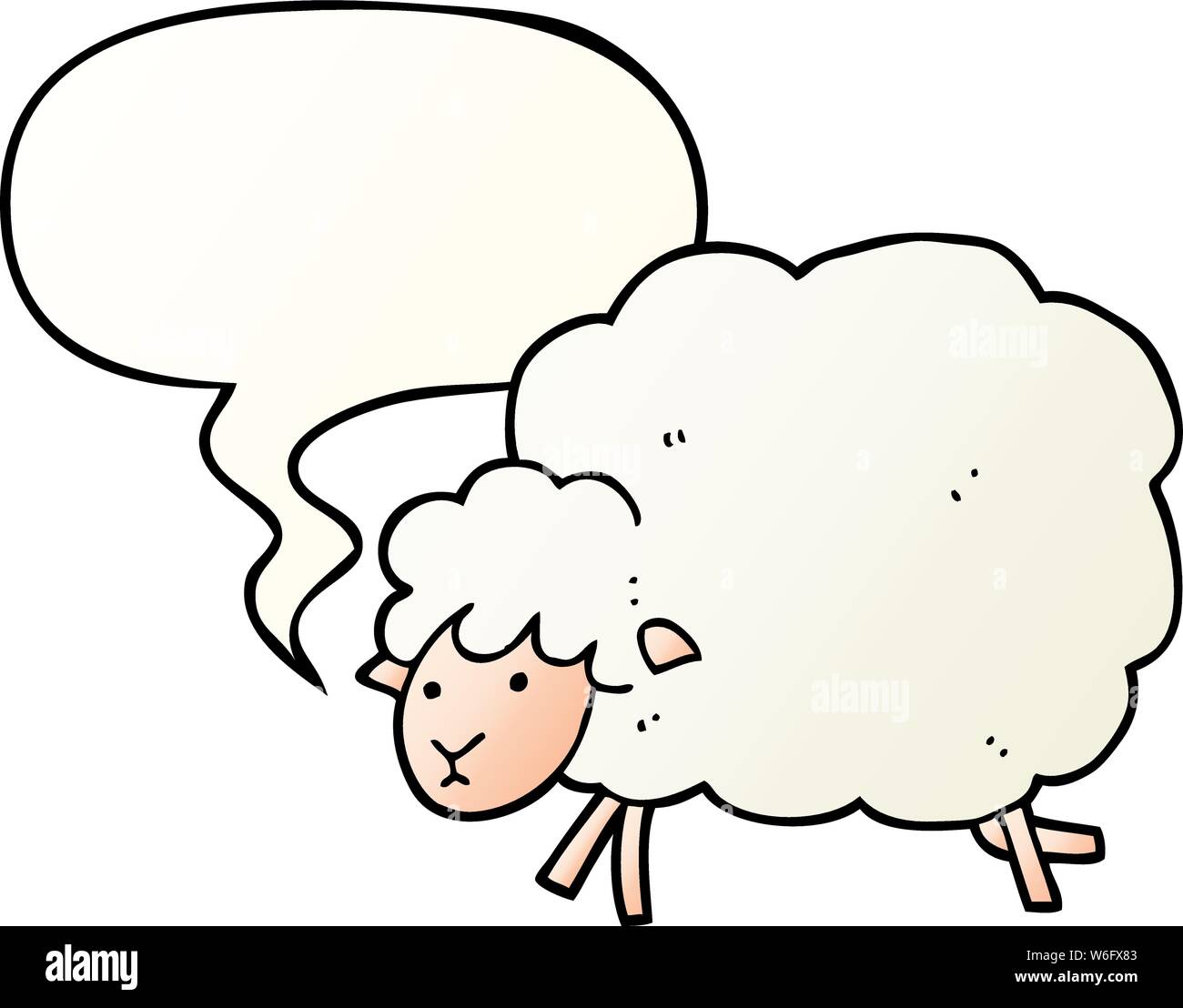cartoon sheep with speech bubble in smooth gradient style Stock Vector