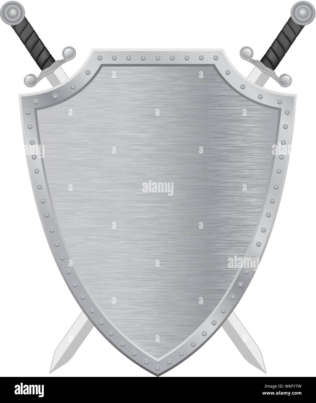 Metal shield with crossed swords Stock Vector