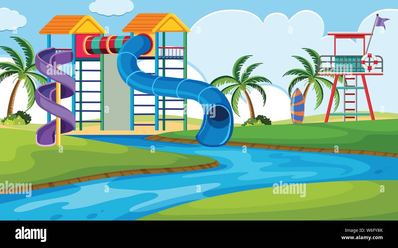 An outdoor scene with water park illustration Stock Vector Image & Art ...