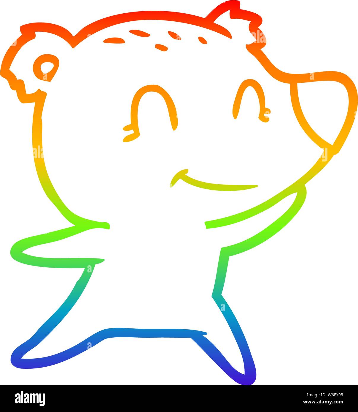 rainbow gradient line drawing of a friendly bear cartoon Stock Vector ...