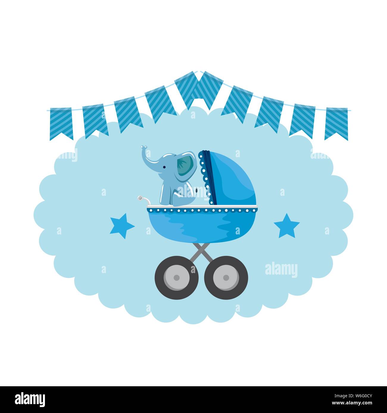 baby shower card with little elephant in cart Stock Vector Image & Art ...