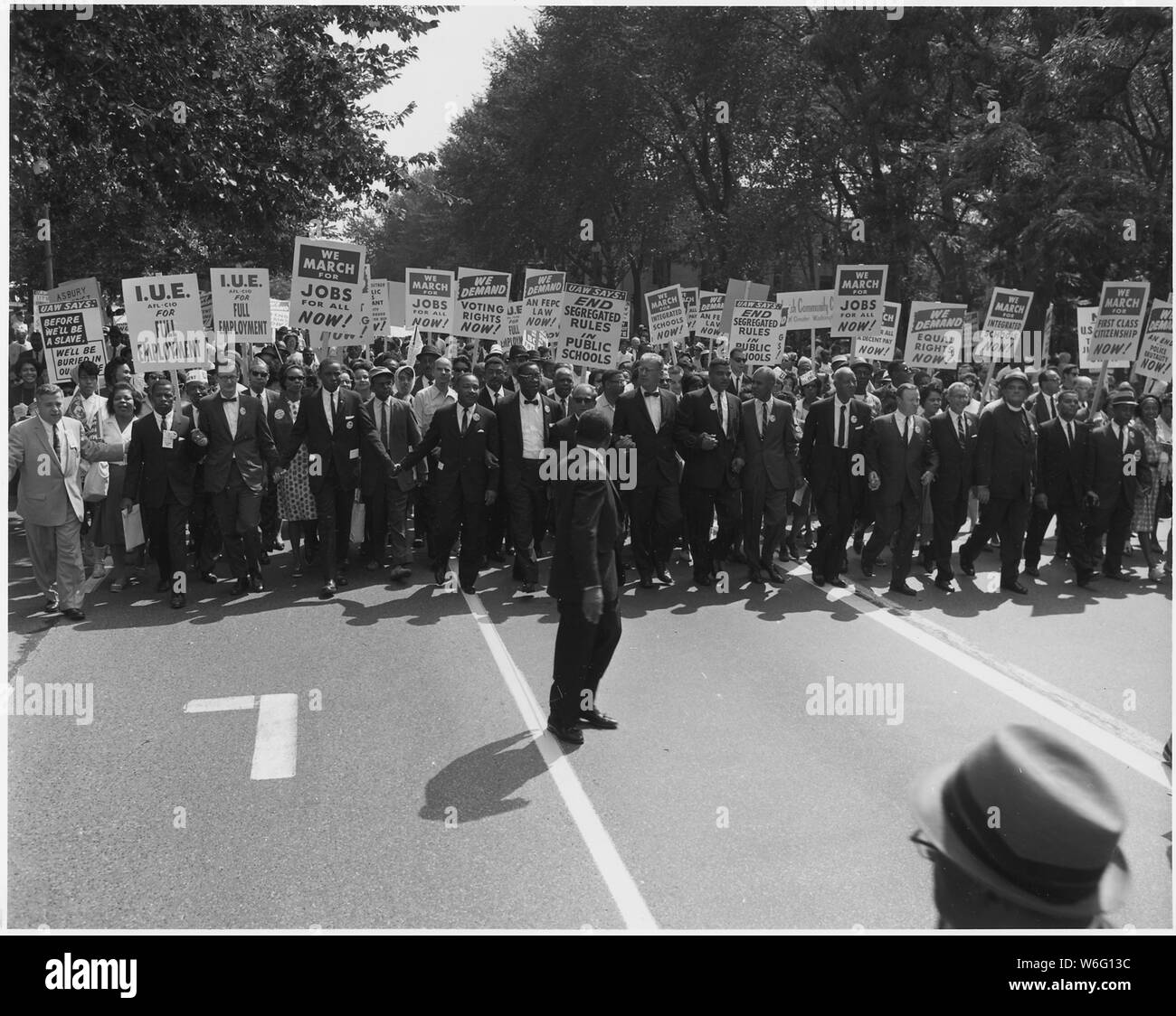 Civil Rights March on Washington, D.C. [Leaders marching.] Stock Photo ...
