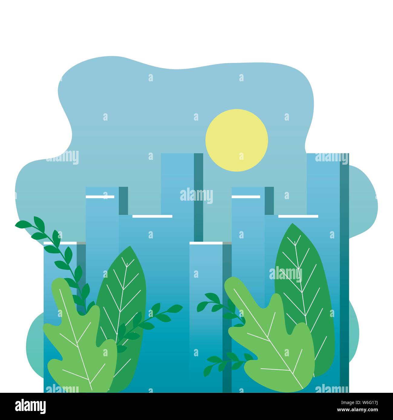 park with cityscape buildings scene Stock Vector Image & Art - Alamy