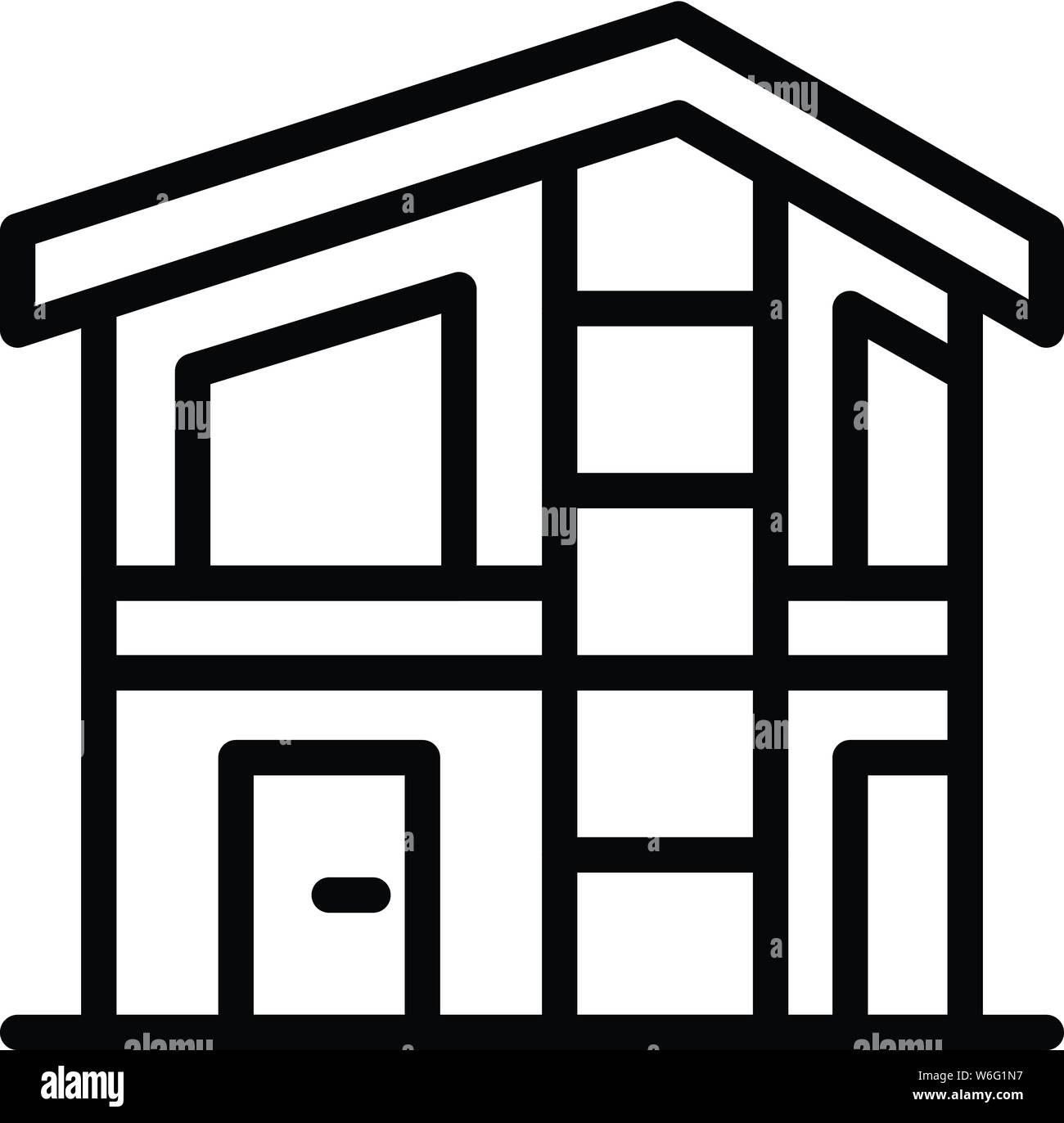 Two storey cottage icon, outline style Stock Vector