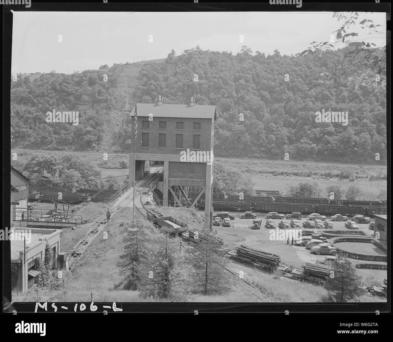 Coal loading house. Coal is loaded on railroad cars or barges. Buckeye