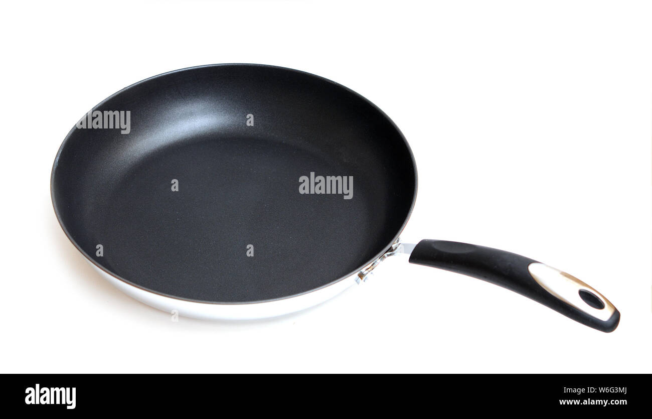 a nonstick frying pan on a white background Stock Photo