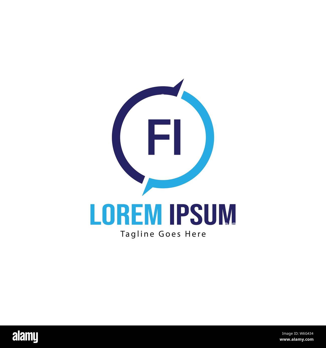 Initial FI logo template with modern frame. Minimalist FI letter logo ...