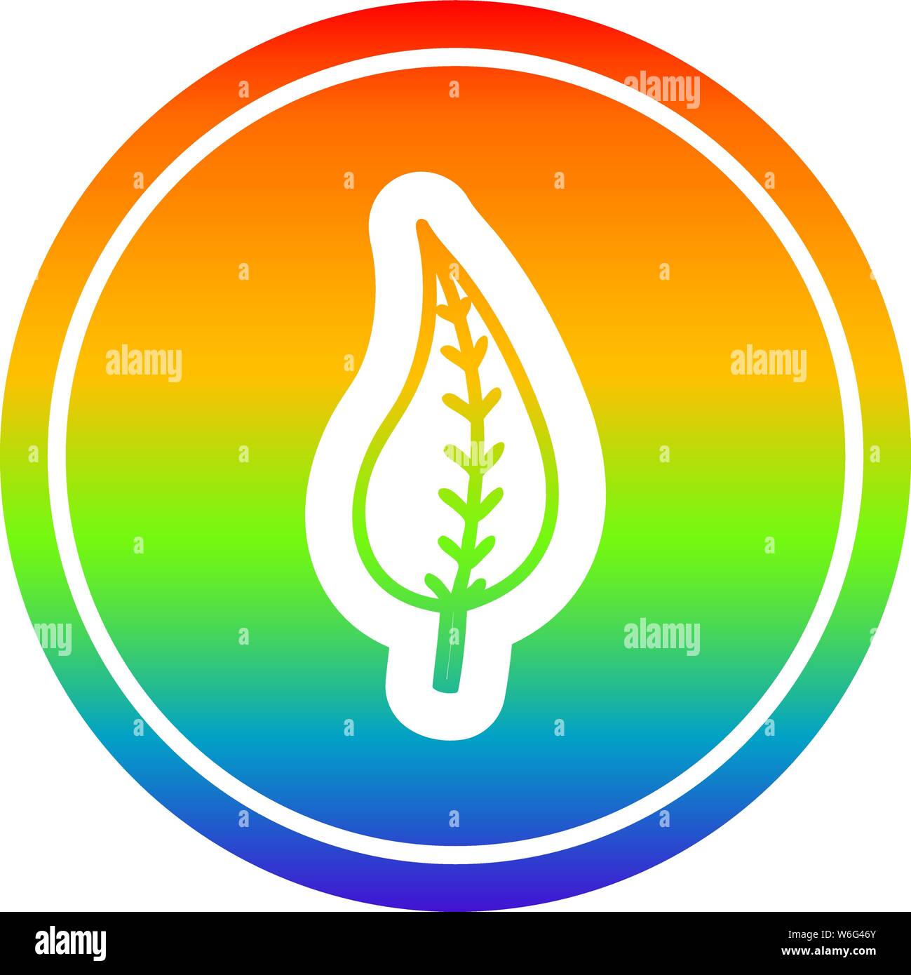 natural leaf circular icon with rainbow gradient finish Stock Vector ...