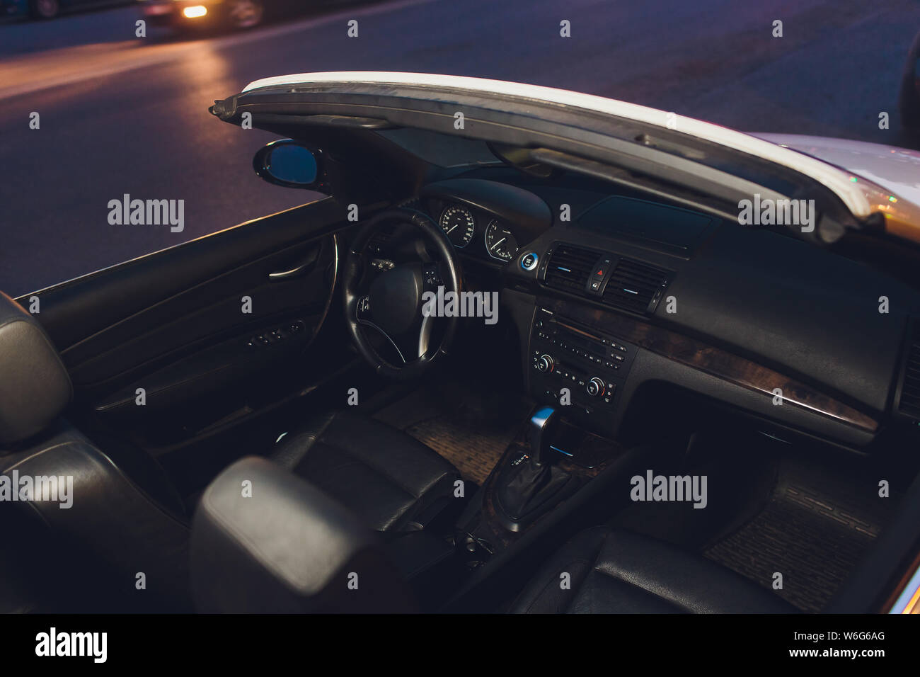 night driving a convertible with the top down Stock Photo Alamy