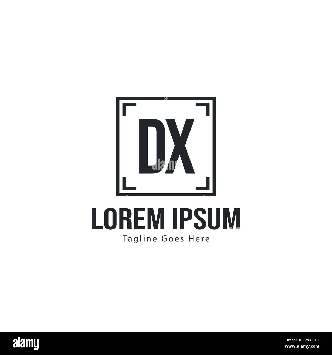 Initial DX logo template with modern frame. Minimalist DX letter logo ...