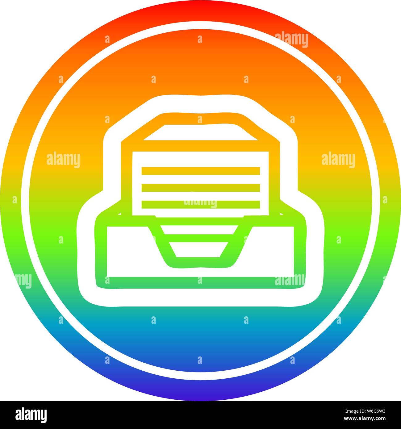 office paper stack circular icon with rainbow gradient finish Stock ...
