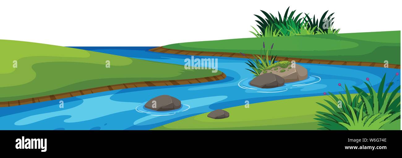 Landscape background with river in park illustration Stock Vector Image ...